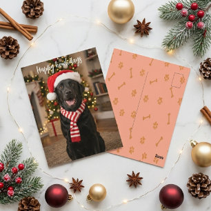 Cartão Postal Feliz Natal Howlidays Festivo Labrador Preto