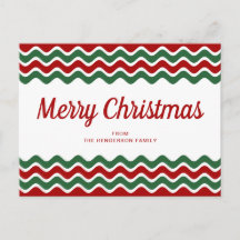 Feliz Natal Listras Onduladas Vermelhas e Verdes F