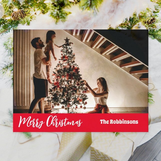 Cartão Postal Feliz Natal Modelo de Saudação Feriado (Merry Christmas Photo template Greeting Holiday Postcard)