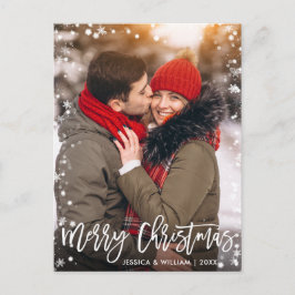 Cartão Postal Feliz Natal Moderno Escovo Escorregando Saudação