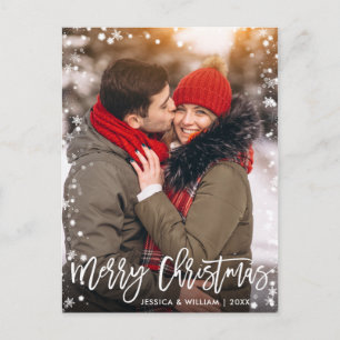 Cartão Postal Feliz Natal Moderno Escovo Escorregando Saudação