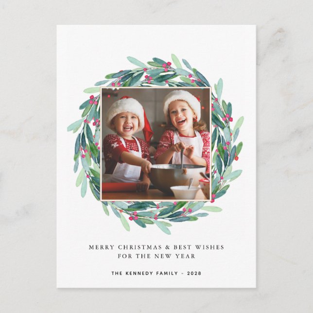 Cartão Postal Feliz Natal Moderno Feriado de Fotos (Frente)