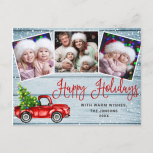 Cartão Postal Feliz Natal Natal Caminhão Vermelho Fazenda 3 Fot