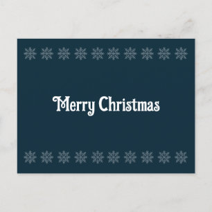 Cartão Postal Feliz Natal - Padrão de bordados brancos azuis