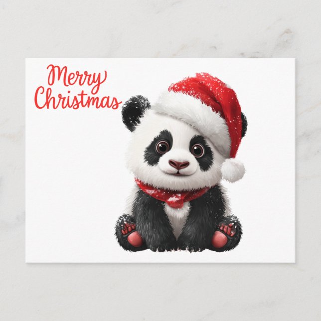 Cartão Postal Feliz Natal Panda (Frente)