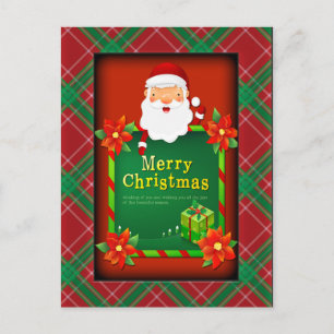 Cartão Postal Feliz Natal Papais noeis Tartan Xadrez