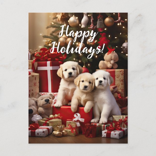 Cartão Postal Feliz Natal para Cachorros Felizes (Frente)