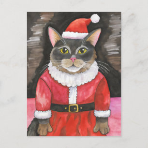Cartão Postal Feliz Natal para Papais noeis de Gato