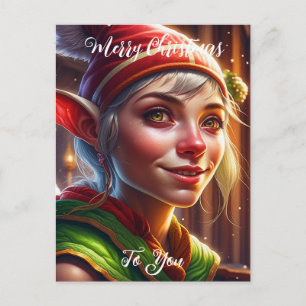 Cartão Postal Feliz Natal para Você   Elfo Fofo