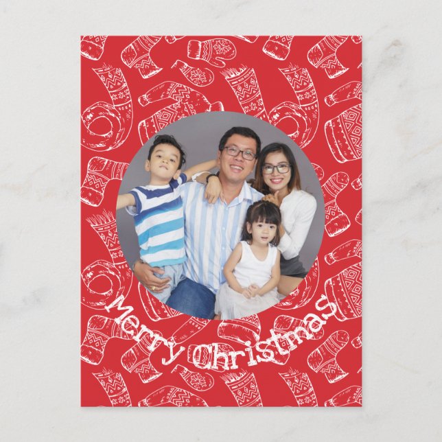 Cartão Postal Feliz Natal Personalizado Feriado de Texto e Foto (Frente)