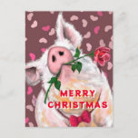 Cartão Postal Feliz Natal Playful Card Gentleman Pig Rosa<br><div class="desc">Gentleman Pig - Pintura - Personalizável - Escolher / Adicionar o Texto Único - Nome / Cores / Fonte / Tamanho / Elementos - Imagem / Mais - Faça o seu presente especial - Redimensionar e mover ou remover e adicionar elementos / texto com ferramenta de personalização! Pintura e Design...</div>