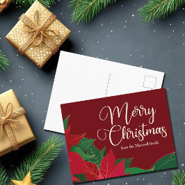 Cartão Postal Feliz Natal Poinsettia Elegante - Personalizado Ve