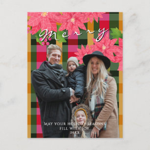 Cartão Postal Feliz Natal Poinsettia Pop Up Preto