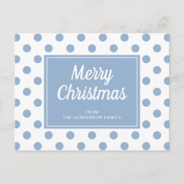 Cartão Postal Feliz Natal Pontos Azuis Polka Dusty