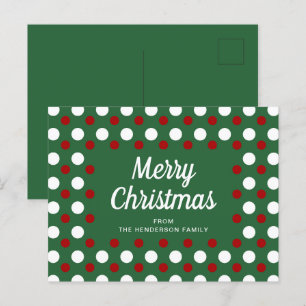 Cartão Postal Feliz Natal Pontos Verde 