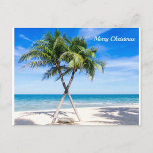 Cartão Postal Feliz Natal Praia Palmeiras