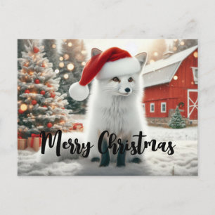 Cartão Postal Feliz Natal Raposa Branca