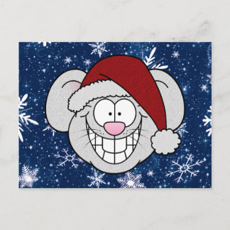 Cartão Postal Feliz Natal Rato Papai Noel Gráficos Malucos