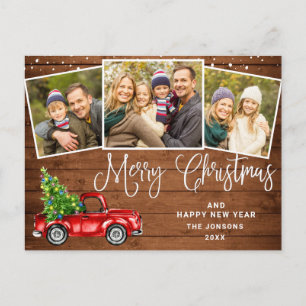 Cartão Postal Feliz Natal Red Fazenda Truck 3 Foto