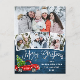 Cartão Postal Feliz Natal Red Fazenda Truck 4 Foto