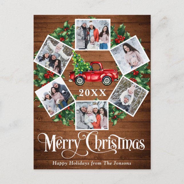 Cartão Postal Feliz Natal Red Fazenda Truck 6 Foto (Frente)