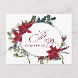 Cartão Postal Feliz Natal Red Poinsettia Saudação Corporativa