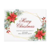 Feliz Natal Red Poinsettia Saudação Corporativa