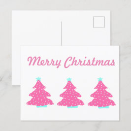 Cartão Postal Feliz Natal Rosa Árvores de Natal Contemporâneas