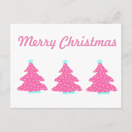 Cartão Postal Feliz Natal Rosa Árvores de Natal Contemporâneas