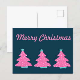 Cartão Postal Feliz Natal Rosa Árvores de Natal Contemporâneas
