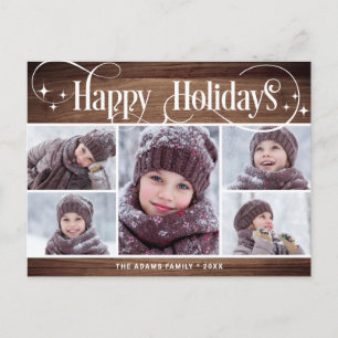 Cartão Postal Feliz Natal Rustic 5 FOTO Saudação Feriado