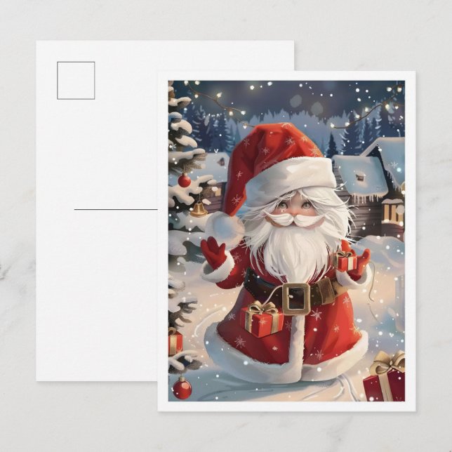 Cartão Postal Feliz Natal Santa Bonito (Frente/Verso)