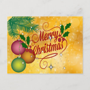 Cartão Postal Feliz Natal saudações ao padrão de ouros estrel
