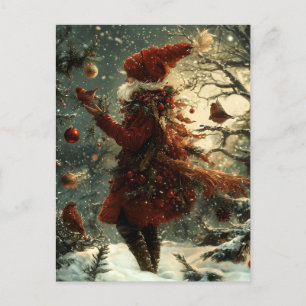 Cartão Postal Feliz Natal Saudando Nostalgia Papai Noel