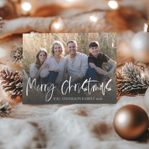 Cartão Postal Feliz Natal Simples 1 Foto Família Feriado