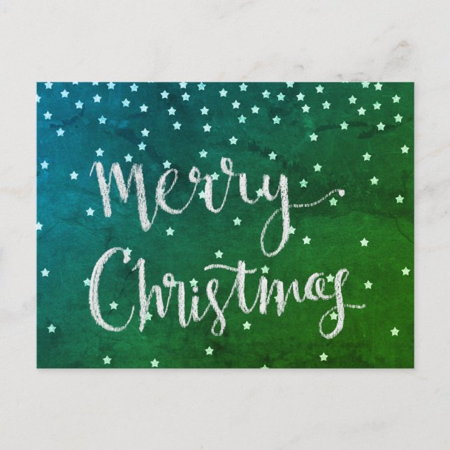Cartão Postal Feliz Natal Simples com Estrelas Caindo (Frente)