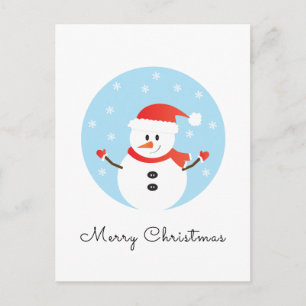 Cartão Postal Feliz Natal Snowman Snowflakes