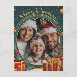 Cartão Postal Feliz Natal Verde Personalizável