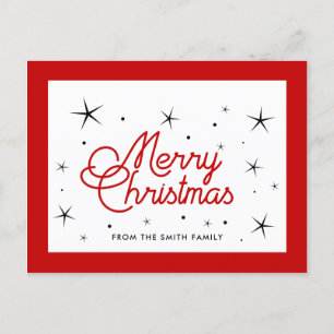 Cartão Postal Feliz Natal, vermelho e branco
