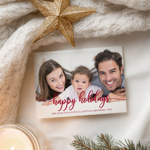 Cartão Postal Feliz Natal Vermelho Foto da Caligrafia