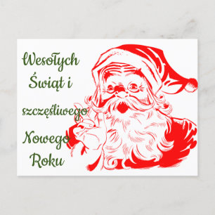 Cartão Postal Feliz Natal Wesołych Świąt Bożego Narodzenia P