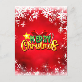 Cartão Postal Feliz Natal Xmas Red Green Dourado Amor de Férias