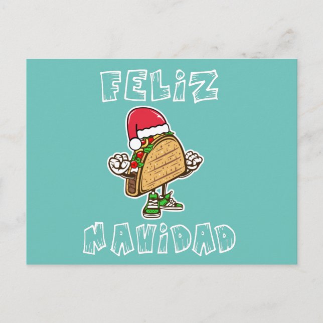Cartão Postal Feliz Navidad Mexicana Papais noeis de Natal Taco (Frente)