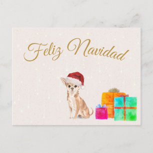 Cartão Postal Feliz Navidad Natal Chihuahua Feliz Brilho
