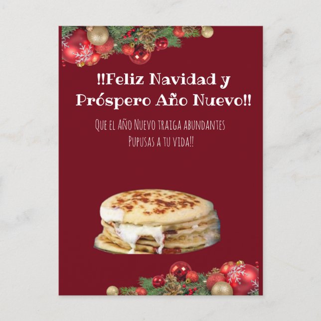 Cartão Postal Feliz Navidad Natal para el Comelón de Pupusas (Frente)