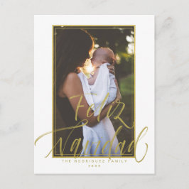 Cartão Postal Feliz Navidad White Photo Christmas