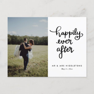 Cartão Postal Feliz Nunca Após Foto Casual De Casamento De Scrip