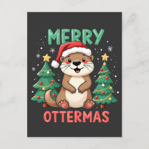 Cartão Postal Feliz Ottermas Engraçada Ottermas Amantes de Natal