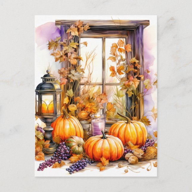 Cartão Postal Feliz outono | Desfrute do Clima de Queda (Frente)