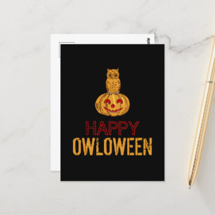 Cartão Postal Feliz Owloween, Halloween